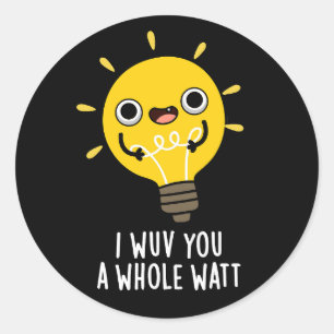 Sticker Rond Je Vous Veux Un Watt Pun Électrique Plein De Watt 