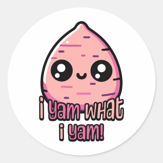 Sticker Rond Je Yam Ce Que Je Yam ! Cute Yam Pun (Devant)