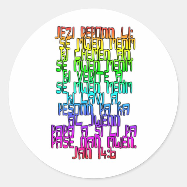 Sticker Rond Jean 14:6 Créole haïtien (Devant)