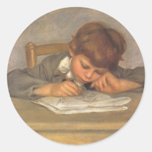 Sticker Rond Jean Dessin de Pierre Renoir, Art Vintage