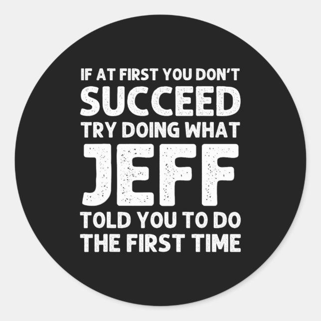 Sticker Rond Jeff Gift Name D Birthday Funny Christm  (Devant)