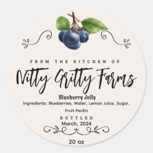 Sticker Rond Jelly de confiture de bleueberry préserver Étiquet