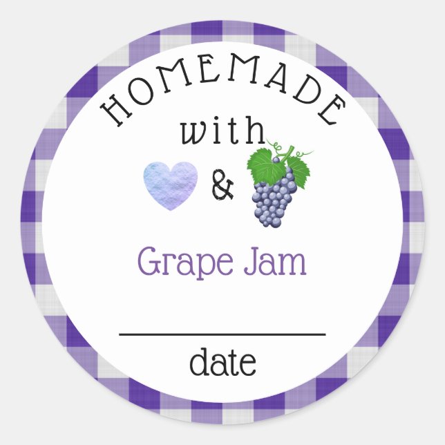 Sticker Rond Jelly de confiture de raisin maison En vichy (Devant)