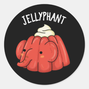Sticker Rond Jellyphant Funny Elephant Jelly Pun Dark BG