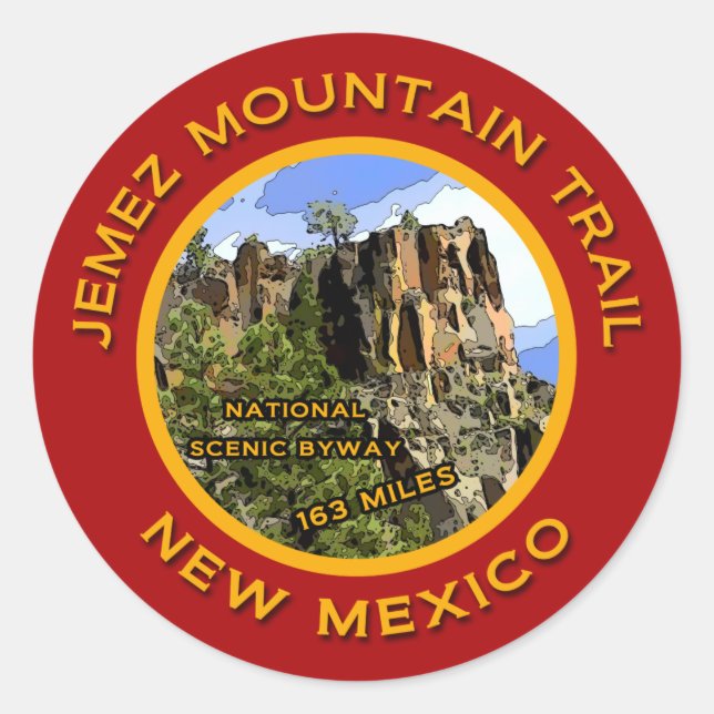 Sticker Rond Jemez Mountain Trail, Nouveau-Mexique (Devant)