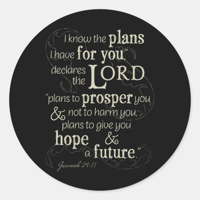 Sticker Rond Jérémie 29:11 Encourager la Bible Verse (Devant)