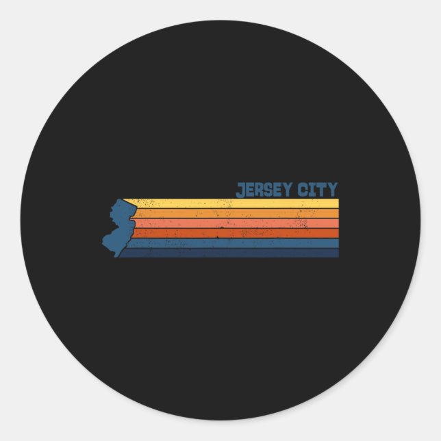 Sticker Rond Jersey City New Jersey City Retro  (Devant)