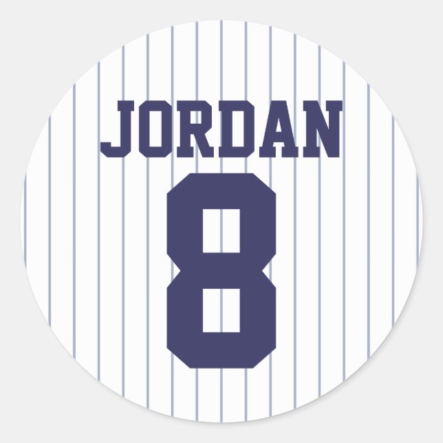 Sticker Rond Jersey de baseball avec nom et numéro personnalisé (Devant)