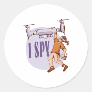 Sticker Rond J'espionne pour les pilotes de drones et les enfan