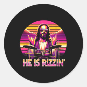 Sticker Rond Jésus A Rizzen Il Rizzin' Drôle Christian Et