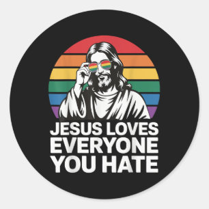 Sticker Rond Jésus aime tous ceux que vous haïssez