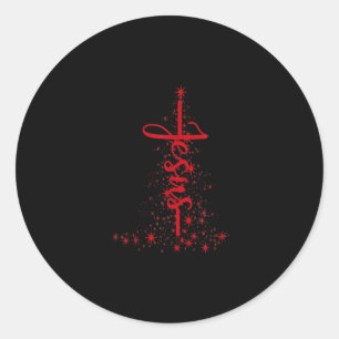 Sticker Rond Jésus amour   Arbre de Noël Étoile chrétienne 
