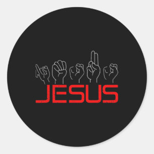 Sticker Rond Jésus ASL Langue des Signes Américaine Chrétien So