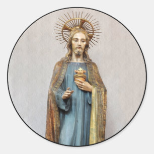 Sticker Rond Jésus ayant le coeur sacré d'or