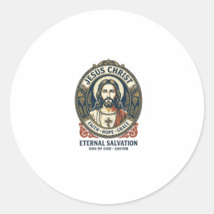 Sticker Rond Jesus Barber Hommes Toilettage Graphique T-Shirt C