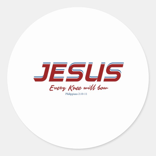 Sticker Rond Jésus Chaque genou courra Philippiens 2:10-11 (Devant)