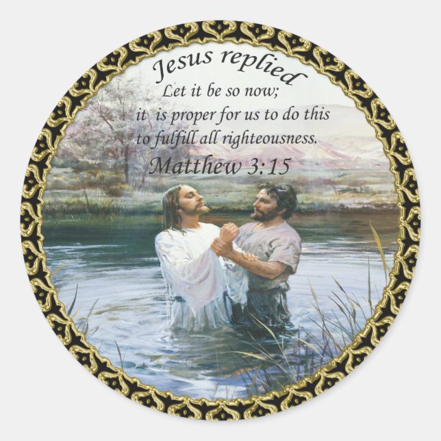 Sticker Rond Jésus Christ Baptême image deux (Devant)