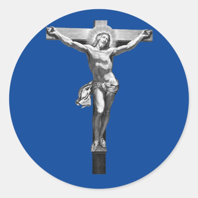 Sticker Rond Jésus Christ Croix foi chrétienne Bible ART (Devant)