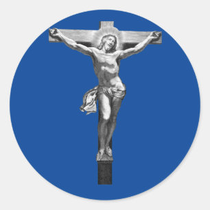 Sticker Rond Jésus Christ Croix foi chrétienne Bible ART
