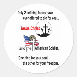 Sticker Rond Jésus-Christ et le soldat américain