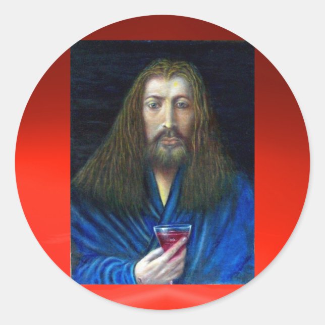 STICKER ROND JÉSUS CHRIST, LA CHALICE (Devant)