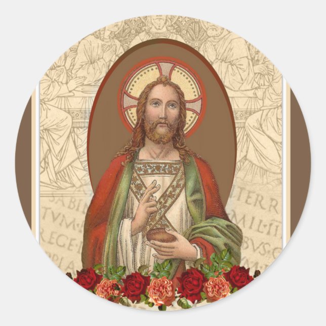 Sticker Rond Jésus-Christ le Roi Dernière Cène religieuse (Devant)