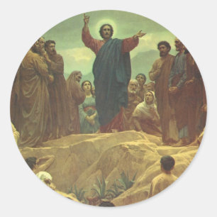 Sticker Rond Jésus-Christ Sermon sur la montagne, Religion Vint