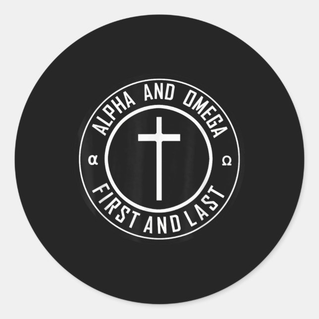 Sticker Rond Jésus Croix Cercle Drôle Alpha Et Oméga - Premier  (Devant)