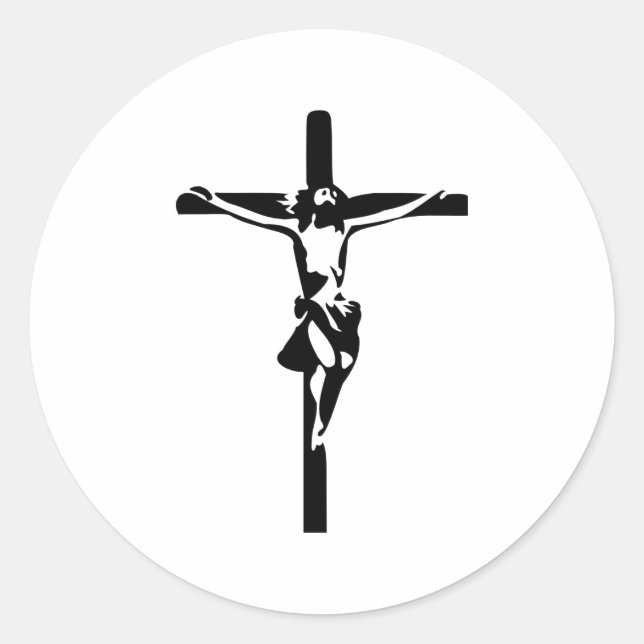 Sticker Rond Jésus - Crucifix (Devant)