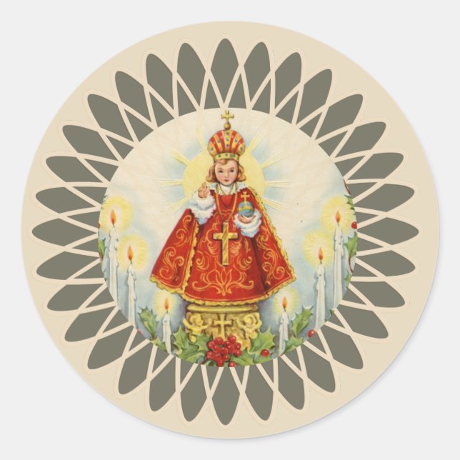 Sticker Rond Jésus de Prague (Devant)