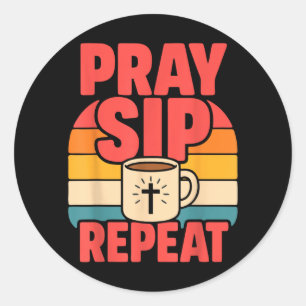 Sticker Rond Jésus drôle Café Foi chrétienne