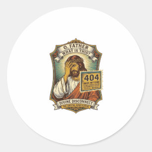 Sticker Rond Jésus drôle Erreur 404 Humour Développeur Web Prog