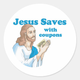 Sticker Rond Jésus économise avec des coupons