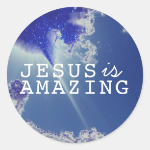 Sticker Rond Jésus est Extraordinaire avec Sky Stars