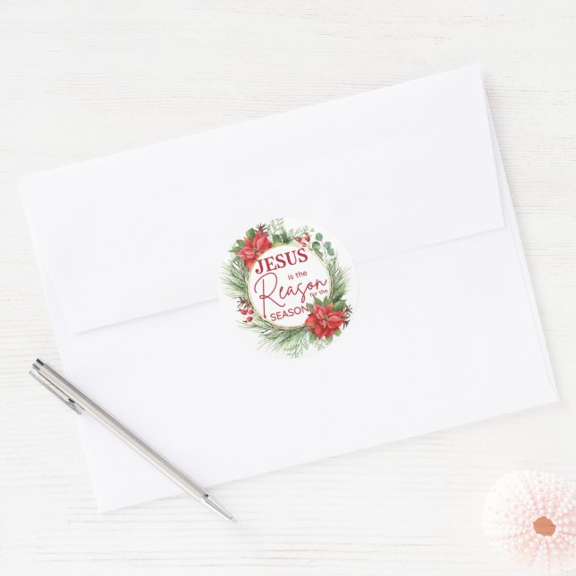 Sticker Rond Jésus est la raison de la saison Noël (Enveloppe)