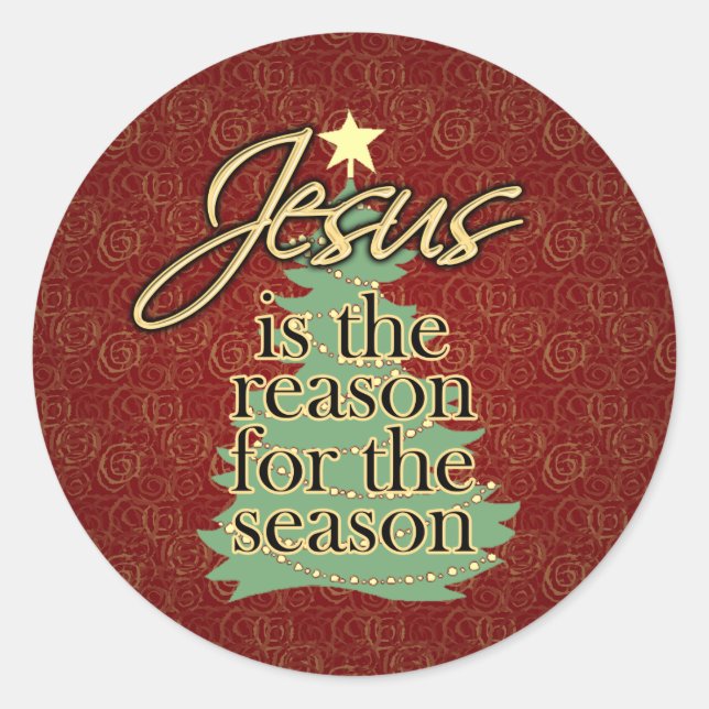 Sticker Rond Jésus est la raison de Noël chrétien (Devant)