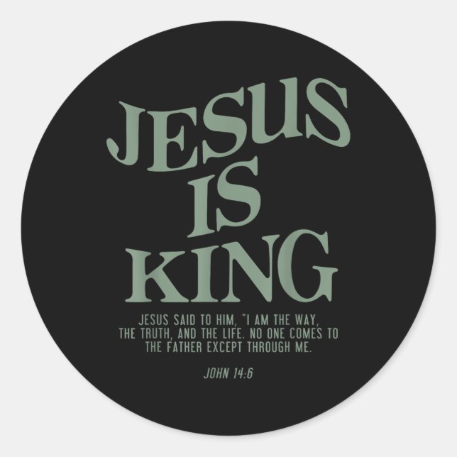 Sticker Rond Jésus est le roi Jésus Jean 14_6 Costume chrétien (Devant)