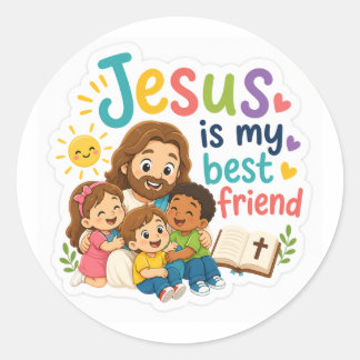 Sticker Rond Jésus est mon meilleur ami