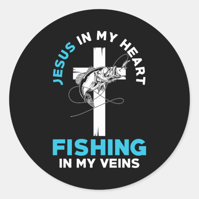 Sticker Rond Jésus Et Pêche Chrétien Dit : (Devant)