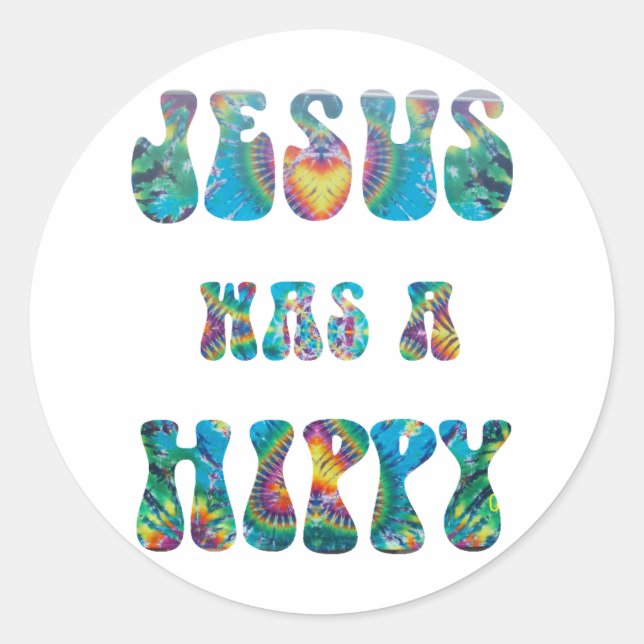Sticker Rond Jésus était un hippie — Tie Dye (Devant)