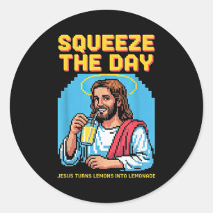 Sticker Rond Jésus faisant de la limonade Drôle de Christian Ho