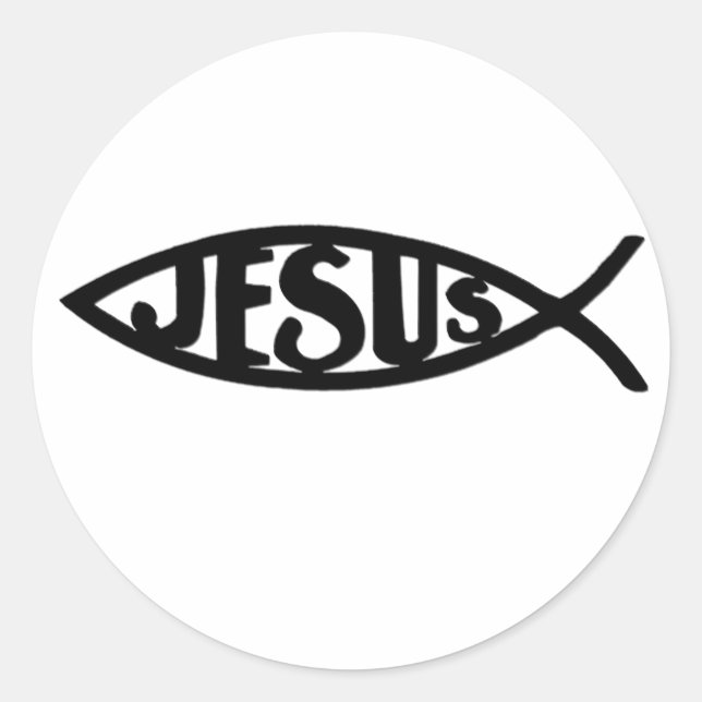 Sticker Rond Jesus Fish (Sticker Black) (Devant)
