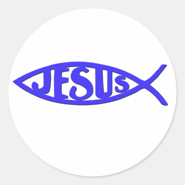 Sticker Rond Jesus Fish (Stickers Blue) (Devant)