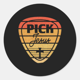 Sticker Rond Jésus foi christianisme guitare