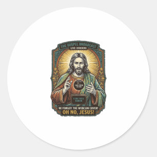 Sticker Rond Jésus Fond noir Webcam oubliée Couverture Virtuell