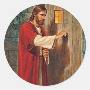 Sticker Rond Jésus frappe sur la porte