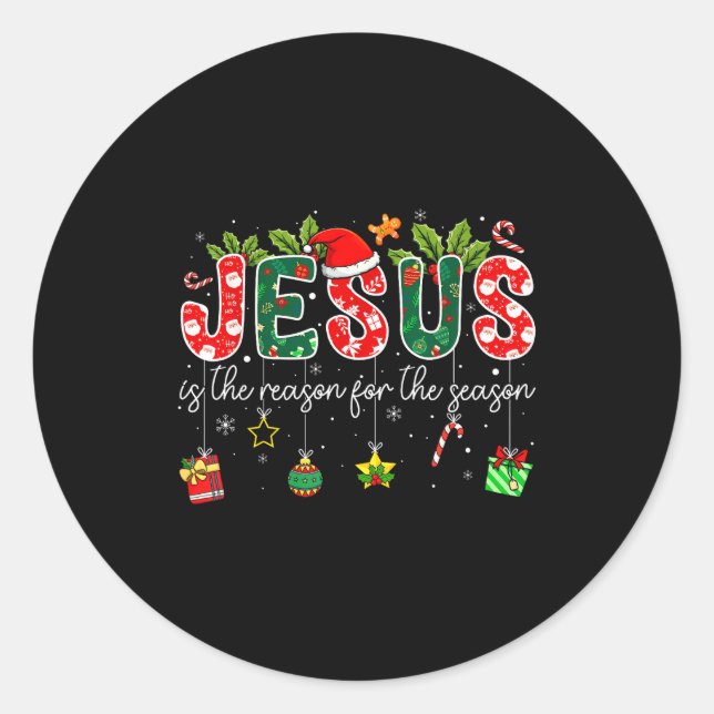 Sticker Rond Jesus Is The Reason For The Season Christmas Chris (Devant)