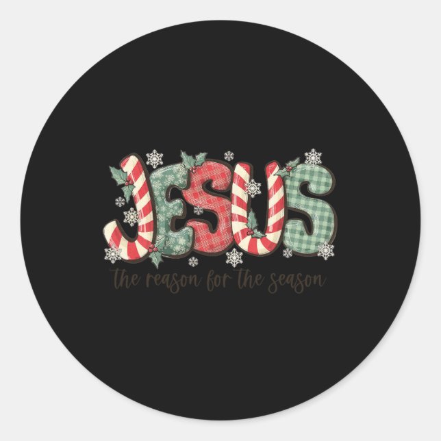 Sticker Rond Jésus La Raison De La Saison Christian Christma (Devant)