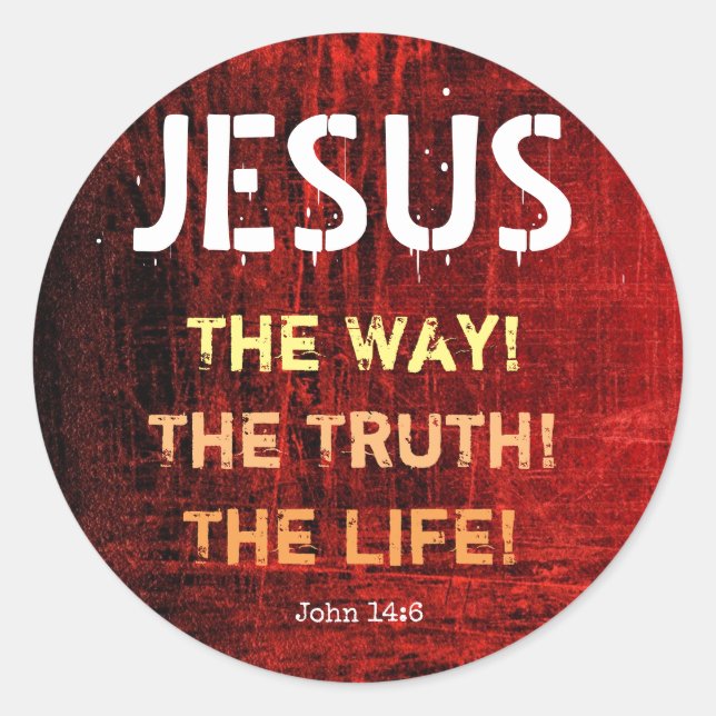 Sticker Rond Jésus La Voie La Vérité La Vie Jean 14:6 (Devant)
