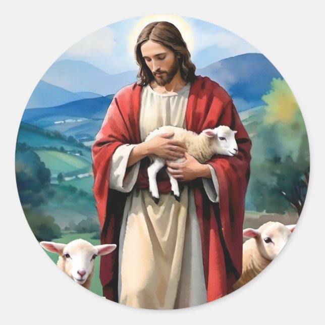 Sticker Rond Jésus le berger (Devant)